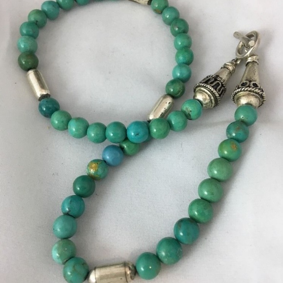 Native American Turquoise and Sterling Necklace - Picture 6 of 8